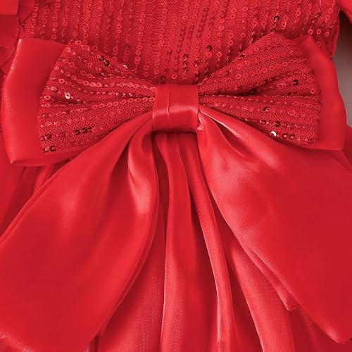 Hopscotch Girls Red Short Sleeves Sequin Bodice Flared Party Dress for Age (18-24 Months)