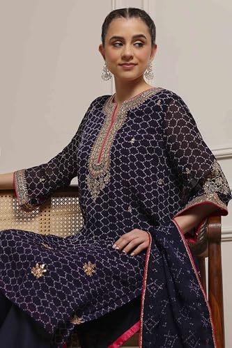 Biba Women Purple Viscose Straight Suit Set_40