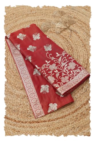 Soch Womens Red Tissue Jacquard Woven Botanical Dupatta