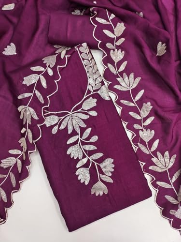 Leeli Peeri Designer Women's Vichitra Silk With Sequence Embroidery Work Unstitched Dress Material