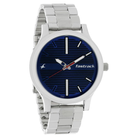 Fastrack Fundamentals Analog Stainless Steel Blue Dial Silver Band Men's Watch-NN38051SM03/NR38051SM03