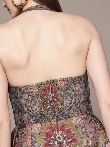 Label RITU KUMAR Olive Roseville Sweetheart Neck Short Dress
