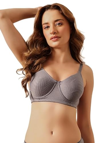 Clovia Women's Jacquard Non-Padded Wired Full Figure Self-Patterned Bra_BR5056R05_Grey_32B