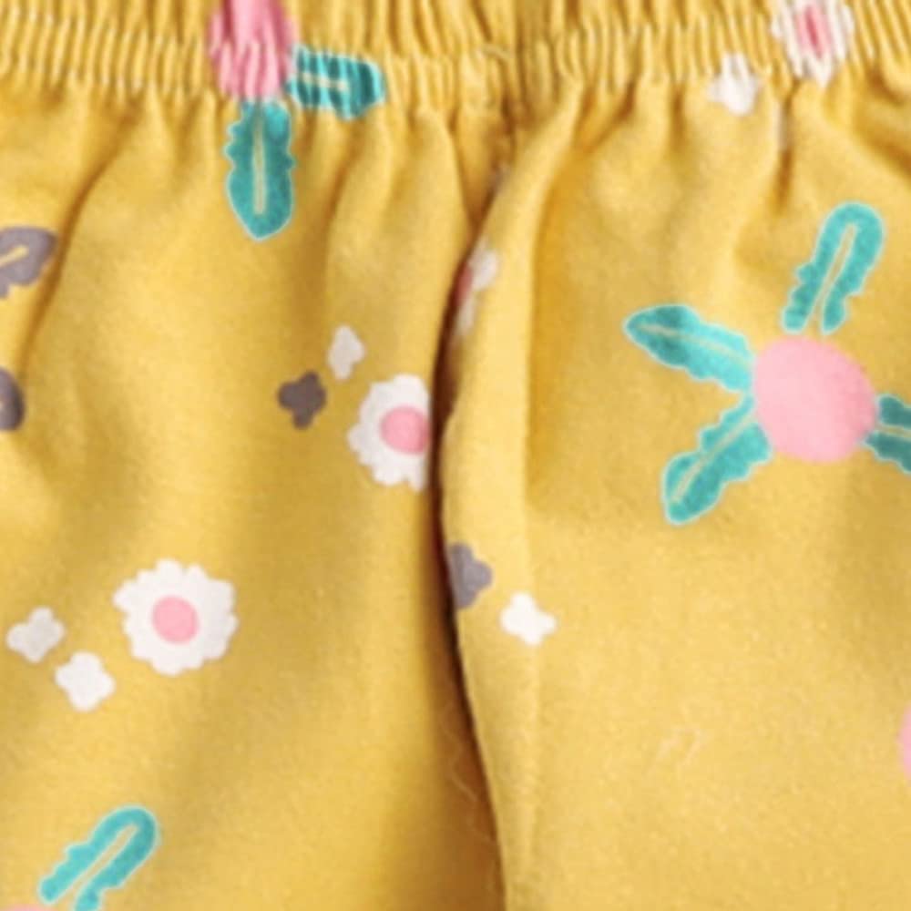Hopscotch Cotton Unisex Animal Print Top Pajama Set In Mustard Color For Ages 12-24 Months
