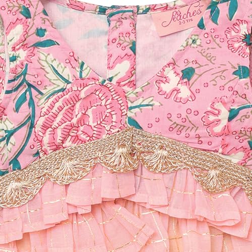 Hopscotch Girls Cotton Ethnic Sets In Pink Color For Ages 13-14 Years (0PT-4518713)