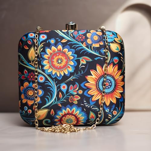 Artklim Blue Floral Printed Clutch