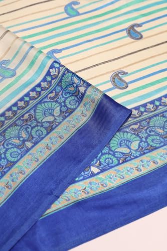 Soch Womens Blue Pashmina Paisley Print Saree