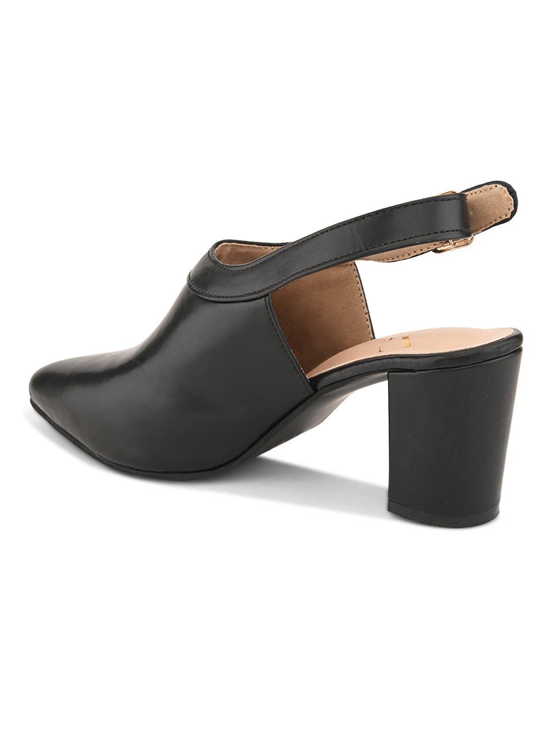 XE Looks Black Slingback Heels | Pointed-Toe Design | Adjustable Strap |Comfortable & Trendy Cushioned Footbed Heels for Girl & Women