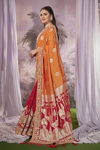 MANOHARI Women Banarasi Silk Woven Saree With Heavy Embroidery Blouse Piece_Mn1873, Mustard