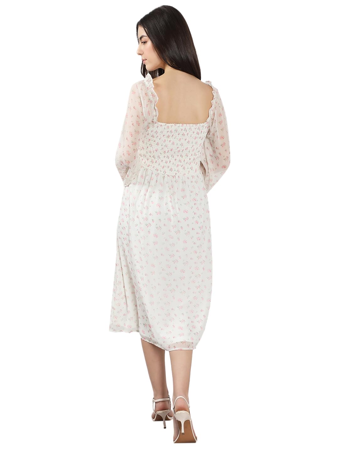 VERO MODA Women's Fit and Flare White Dress