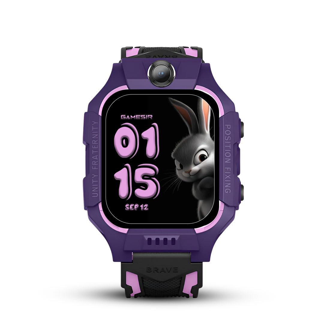 GameSir Q18 Kids Smart Watch, 2G/3G Connectivity, Voice Calling, GPS Tracker, Two-Way Calling, SOS Function, Camera & Water Rasistence, Smartwatch for Kids - Boys & Girls - (Purple)