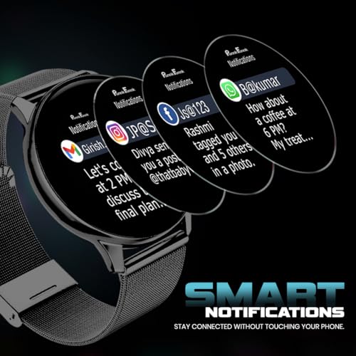 PunnkFunnk Evo Vista Smartwatch for Men & Women | 1.43" AMOLED Full-Touch Round Display | Bluetooth Calling, 120+ Sports Modes, Heart Rate & SPO₂, IP68 Waterproof Smart Watch- (Chain Black)