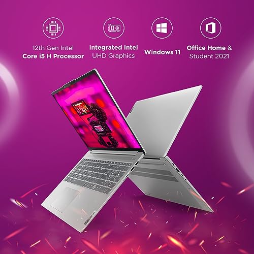 Lenovo IdeaPad Slim 5 12th Gen Intel Core i5 12450H 16" (40.6cm) WUXGA+ IPS Laptop (16GB/512GB SSD/Win 11/Office 2021/Backlit KB/FHD Camera/Alexa/3 Month Game Pass/Cloud Grey/1.89Kg), 83BG000PIN