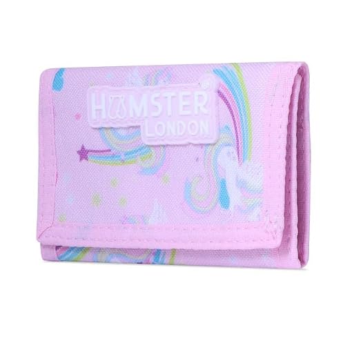 HAMSTER London Perky Unicorn Wallet - Pink, Two Zipped Compartments, Compact Size (L10 x W5 x H0.5)