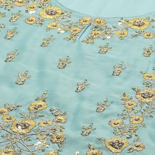BIBA WOMEN YARNDYED NARROW SALWAR KURTA DUPATTA(SKDSKD7456E_TURQUOISE_40)
