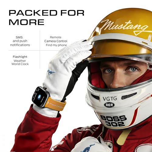 GOBOULT Mustang Muscle Smart Watch 2.01'' 3D Curved Display, Convertible Strap, Premium Metallic Crown, BT Calling, 600 Nits Brightness, AI Assistant, IP68 (Extra Starp, White Armor)
