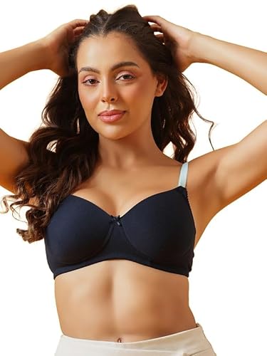 Clovia Women's Padded Non-Wired Full Coverage Multiway T-Shirt Bra_BR1744T08_Navy Blue_38B