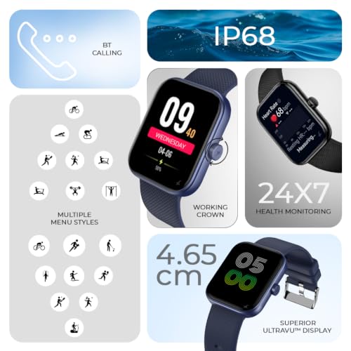 Fastrack Revoltt S1 with 1.83” Ultra UV Sqaure Display with Singlesync BT Calling, Heart Rate, SpO2 & Sleep Tracking,IP68,Nitro Fast Charging,Upto 5 Days Battery- Smart Watch for Man and Woman-Black