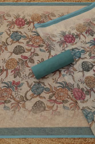 Soch Womens Powder Blue Kota Floral Dress Material With Sequins