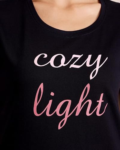 BODYCARE Women's Cotton Printed T-Shirt and Shorts Set | Soft & Breathable Nightwear | Short Sleeves | Loungewear Co-Ord Set | BSSS17031_100 Multicolour