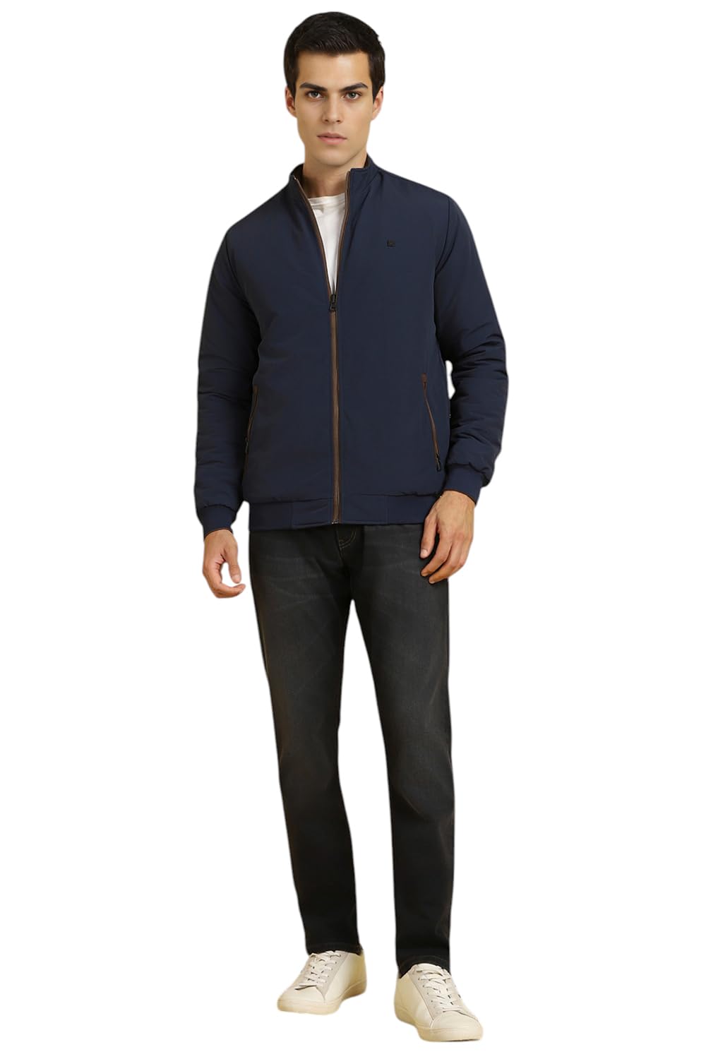 Allen Solly Men Navy Solid Full Sleeves Casual Jacket