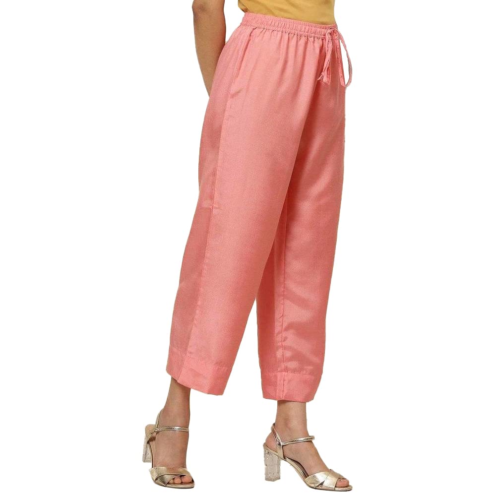BIBA Polyester Woven Womens Palazzo (Pink,Large)