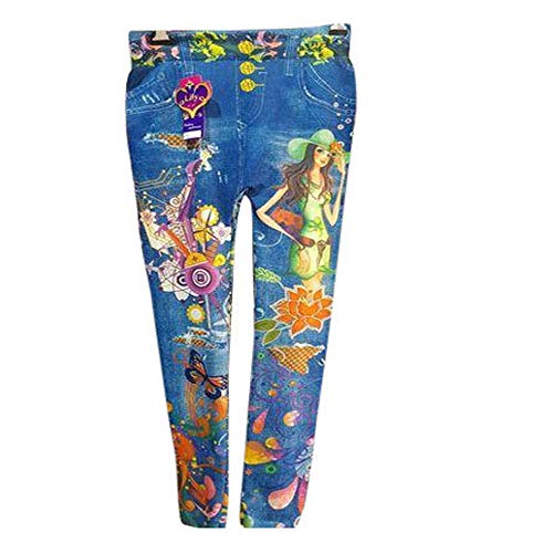 Malvina Stylish & Slim Fit Cotton Denim Printed Jegging For Baby Girl's(Blue)