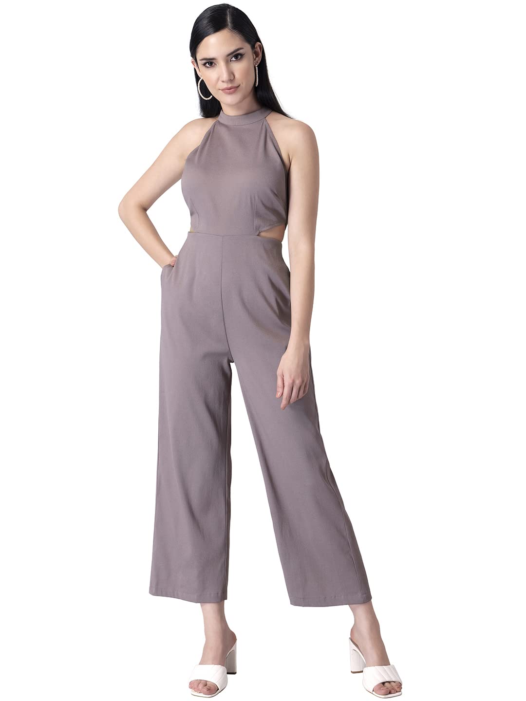 FabAlley Lilac Halter Side Cutout Jumpsuit