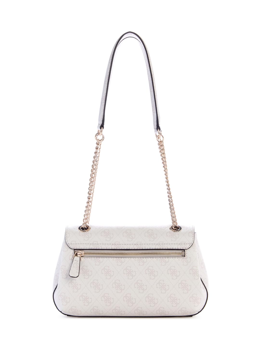 GUESS White Logo Printed Katya Convertible Flap Crossbody Bag