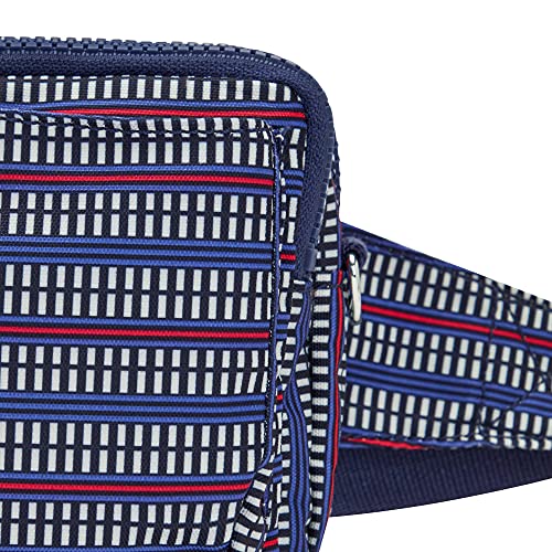 Kipling womens WomenÂ’s Abanu Multi Bag, Lightweight, Adjustable Nylon Waist Pack With Multi-compartment Convertible Crossbody Bag, Blue Geo Print, Small US, Blue Geo Print, 7.5''L x 5''H x 3.25''D