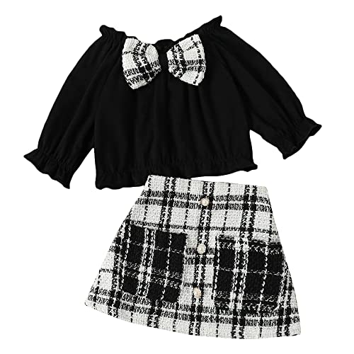 Hopscotch Polycotton Girls Graphic Printed Blouseskirt Set In Black Color For Ages 12-18 Months