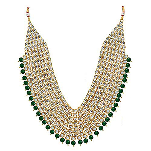 Peora Kundan Pearl Maroon Layered Long Jewellery Necklace Set with Earring Maang Tikka Earrings for Women