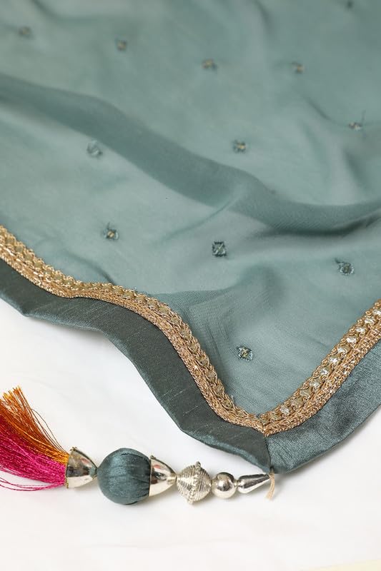 Soch Womens Grey Brocade Ghagra Choli With Cutdana