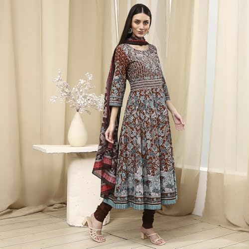 Biba Women's 60'S Cambric Kurta Set (SKDKLMR8356ESS25BRN_Brown