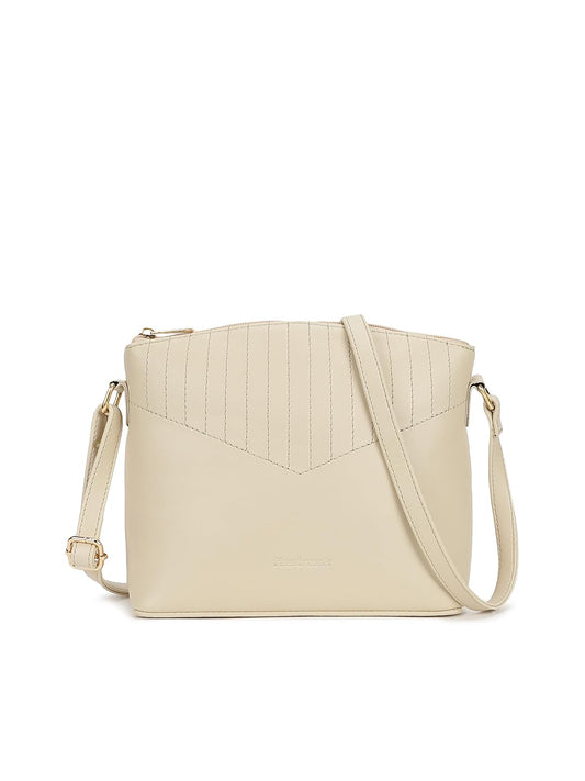 Fastrack Sling | White Faux-Leather Women’s Handbag | Adjustable Strap with Zipper Closure, Spacious Compartment & Stitch Detailing for Everyday Carry