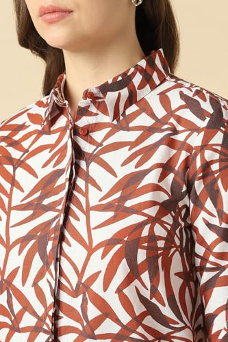 Women Brown Print Long Sleeves Shirt