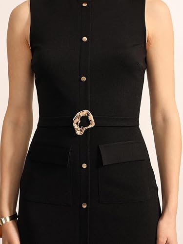 Kazo Gadget Midi Dress with Belt (Black XL)