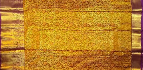 VFCollections Women's Traditional Handloom Kanchipuram Silk Pure Pattu Sarees | Rich Zari Woven Design | Unstitched Blouse (VFC297-2)