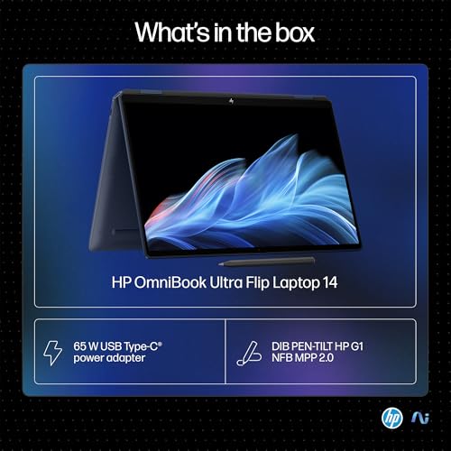 HP OmniBook Ultra Flip (Previously Spectre) Intel Core Ultra 7 258V 47 TOPS (32GB LPDDR5X, 1TB SSD) OLED, 500 nits,14''/35.6cm, Touch 2-in-1, Win11, Office21, Blue, 1.34kg, fh0046TU Next Gen AI Laptop