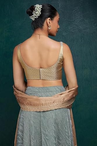 Soch Women Gold Tussar Zari Woven Blouse