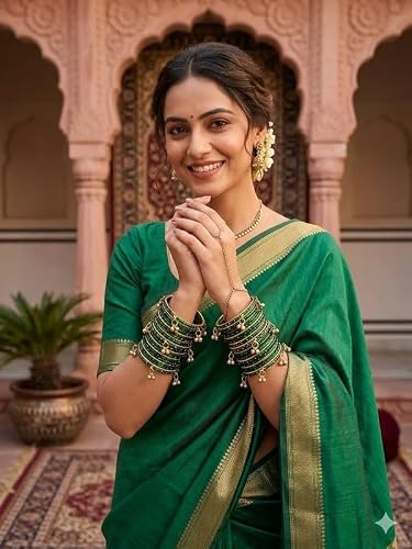 Gungroo Kashmiri Bangles 12 Green Bangles + 8 Golden Green - Chemical Seep Golden - Brass (Size-2.8)