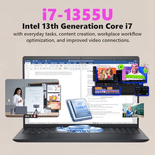 Dell 15.6'' FHD Touchscreen Laptop Computer - 13th Gen Intel 10-Core i7-1355U Processor, Numeric Keypad, HDMI, Wi-Fi 6,Win11 Pro, w/Redragon Accessoires(32GB RAM, 1TB SSD)