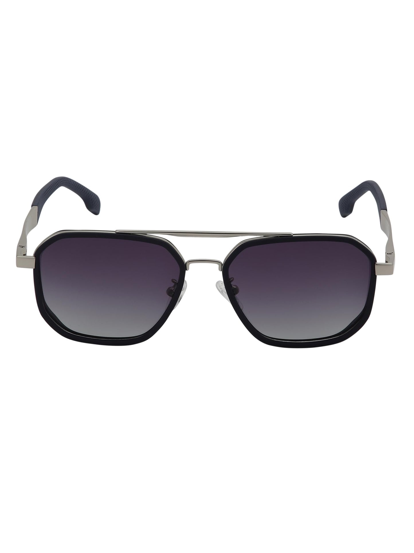 Carlton London Unisex Premium Silver & Blue Toned Grey UV with Polarized Lens Square Sunglass