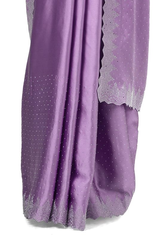Soch Womens Lavender Satin Saree With Stone Work