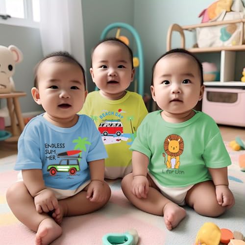 Toddylon Kids T-Shirt Combo Half Sleeve Tshirt Summer Tops Tshirts Boys & Girls Regular Fit T-Shirts Boys Half Sleeves Cotton T-Shirt Summer T Shirt for Boys & Girls Pack of 6 (12-18 Months)