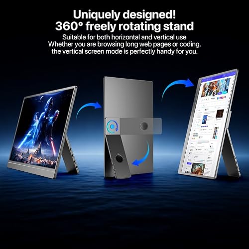 Millennium TECHNOLOGY 15.6 Inch FHD Portable Monitor | All Alloy Body | Ultra-Slim Foldable Screen Extender | USB Type-C & HDMI | Compatible with Laptop, PC, Mac (15.6" Metal) (15.6, Inches)