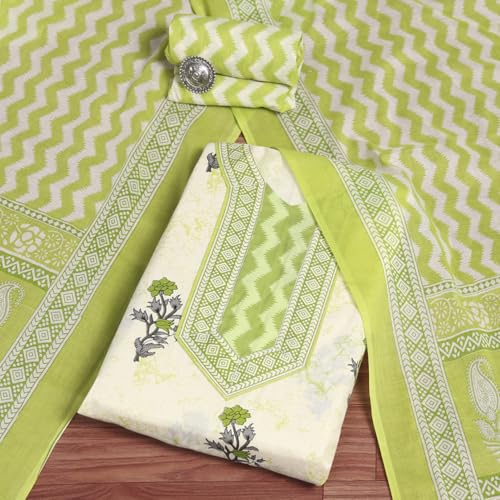 BIBA Women's Assorted Cotton Hand Block Print Unstitched Suit Set