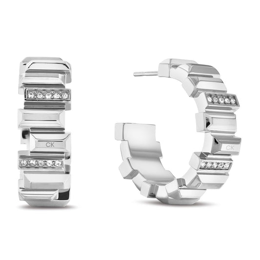 Calvin Klein Luster Family Stainless Steel & Crystals Women's Earrings - 35000237