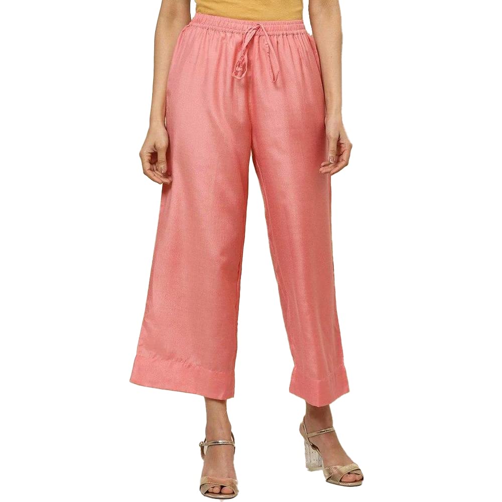 BIBA Polyester Woven Womens Palazzo (Pink,Large)