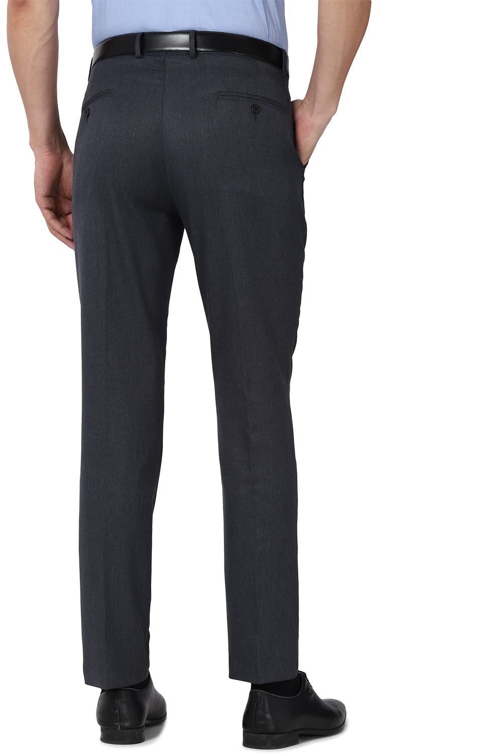 Peter England Men Mid Rise Slim Casual Pants (PETFOSLBE44684_Navy_36)